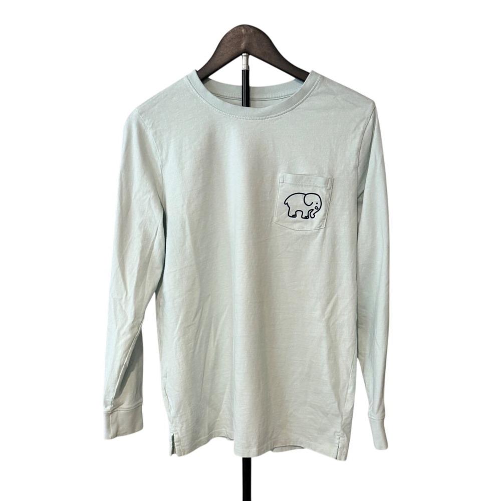 Ivory Ella‎ Mint Green Patchwork Elephant Long Sleeve Pocket Tee Shirt Small